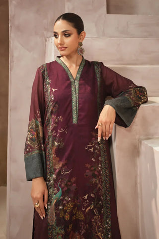 Manto Women's 2 piece printed maroon co-ord set featuring Urdu calligraphy