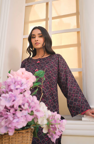 Manto Women's Ready to Wear 2 Piece Matching Plum Co-Ord with Urdu Calligraphy