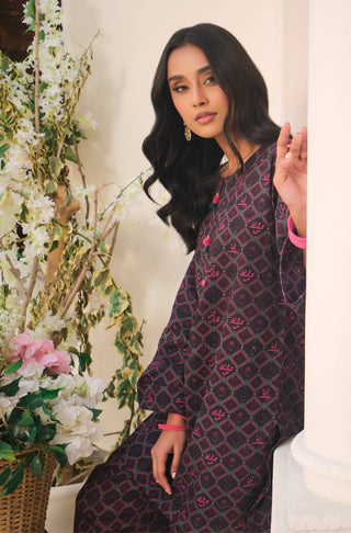 Manto Women's Ready to Wear 2 Piece Matching Plum Co-Ord with Urdu Calligraphy