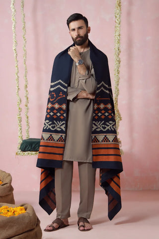 Aghaaz (Genesis) Weaved Shawl - Blue