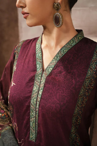 Manto Women's 2 piece printed maroon co-ord set featuring Urdu calligraphy