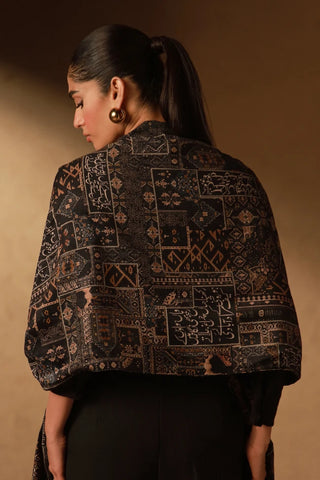 Qala (Art) Velvet Stole - Black