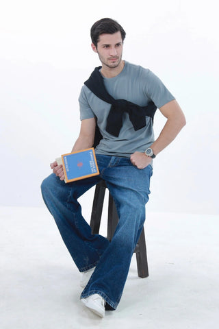 Men's Solid Grey Smart Fit T-shirt