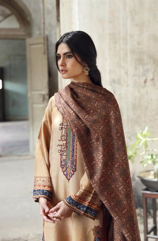 Manto Women's Double Sided Dasht Shawl featuring words of Allama Iqbal paired Dasht Co-Ord Set