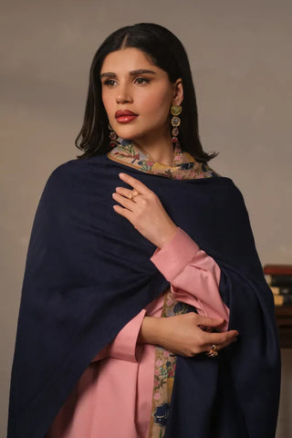Manto's Unisex Blue Acrylic Cape featuring Urdu Calligraphy printed on the border