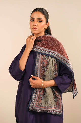 Manto Women's Silk Double Sided Talaash Stole with Urdu Calligraphy