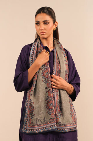 Manto Women's Silk Double Sided Talaash Stole with Urdu Calligraphy