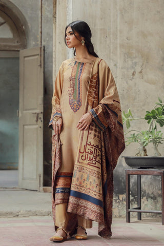 Manto Women's Double Sided Dasht Shawl featuring words of Allama Iqbal paired Dasht Co-Ord Set