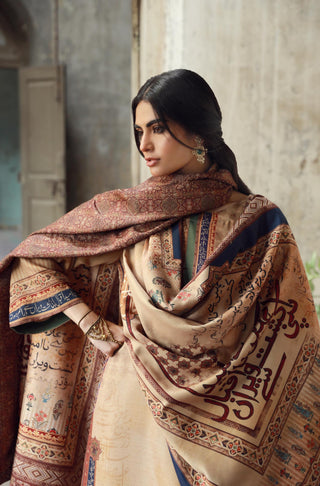 Manto Women's Double Sided Dasht Shawl featuring words of Allama Iqbal paired Dasht Co-Ord Set