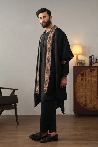 Manto's Unisex Black Acrylic Cape with Urdu Calligraphy