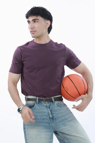 Men's Solid Purple Smart Fit T-shirt