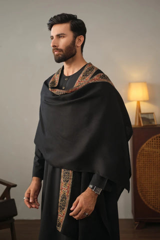 Manto's Unisex Black Acrylic Cape with Urdu Calligraphy