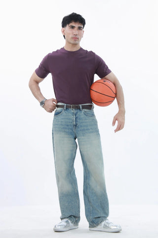 Men's Solid Purple Smart Fit T-shirt