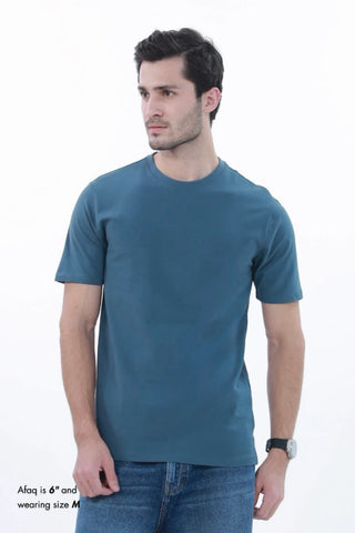 Men's Solid Blue Smart Fit T-shirt