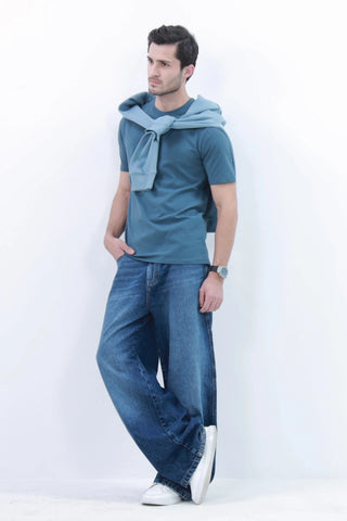 Men's Solid Blue Smart Fit T-shirt