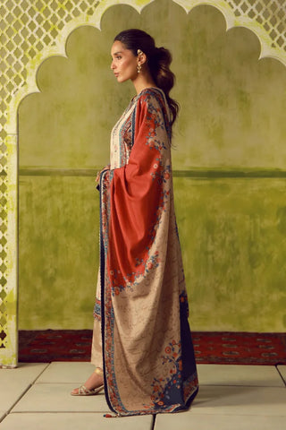 Manto Women's Beige Printed 3 Piece Co-Ord Set with Embellishments & Urdu Calligraphy