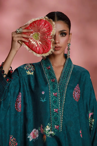 Manto Women's Ready to Wear Teal Kaftaan 2 Piece Set