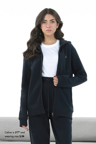 Zipper Hoodie - Raven Black