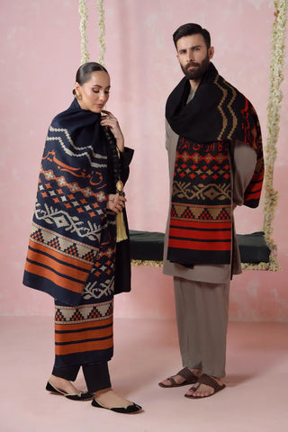 Aghaaz (Genesis) Weaved Shawl - Black