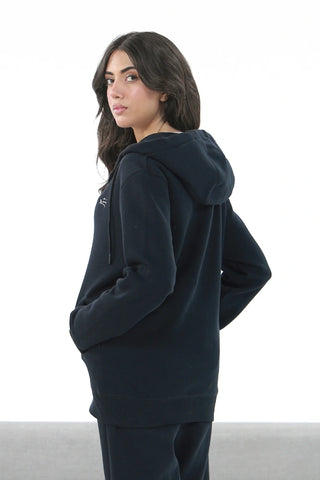 Zipper Hoodie - Raven Black