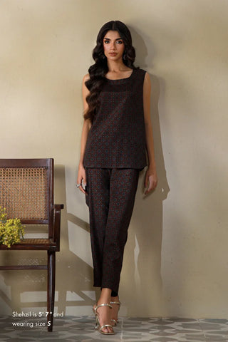 Manto Women's 2 Piece Printed Maroon Co-Ord Set