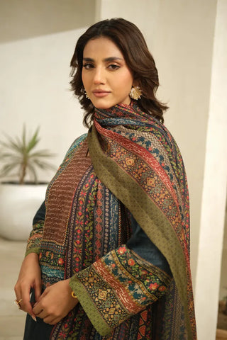 Manto Women's Printed Green Dupatta with Urdu Calligraphy