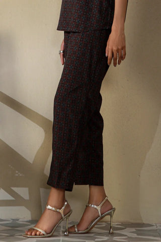 Manto Women's 2 Piece Printed Maroon Co-Ord Set