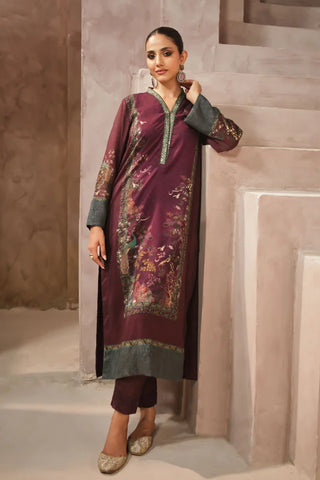 Manto Women's 2 piece printed maroon co-ord set featuring Urdu calligraphy