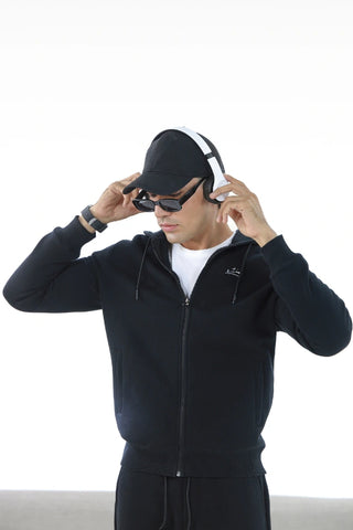 Zipper Hoodie - Raven Black