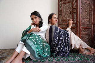 Shopmanto, wear manto pakistani clothing brand women ready to wear black urdu bol odhni dupatta long scarf shawl, pakistani urdu dupatta with calligraphy throughout dupatta
