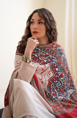 Talaash (Search) Odhni - Beige & Red